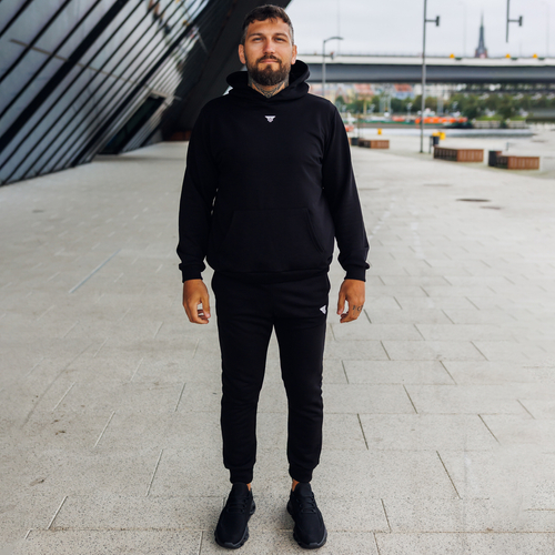 Spodnie dresowe męskie Hellas Wear – czarne, elastyczne i komfortowe