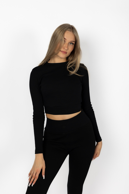 Zestaw prążkowany Legginsy + Longsleeve Power of Gods – Hellas Wear (czarny)