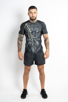 T-shirt męski Hellas Wear Zeus – szybkoschnący materiał, motyw Zeusa, szary