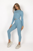 Zestaw prążkowany Power of Gods – legginsy + longsleeve, niebieski – Hellas Wear