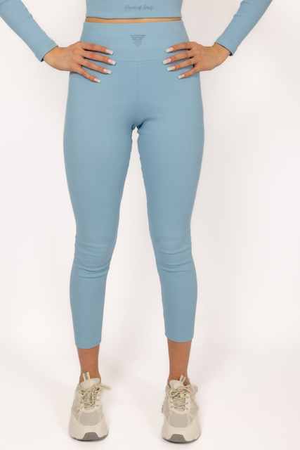 Zestaw prążkowany Power of Gods – legginsy + longsleeve, niebieski – Hellas Wear