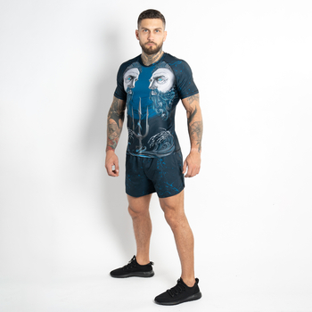 T‑shirt męski Hellas Wear Posejdon – szybkoschnący materiał, motyw Posejdona, niebieski