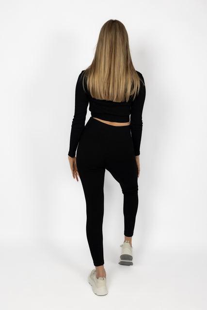 Zestaw prążkowany Legginsy + Longsleeve Power of Gods – Hellas Wear (czarny)