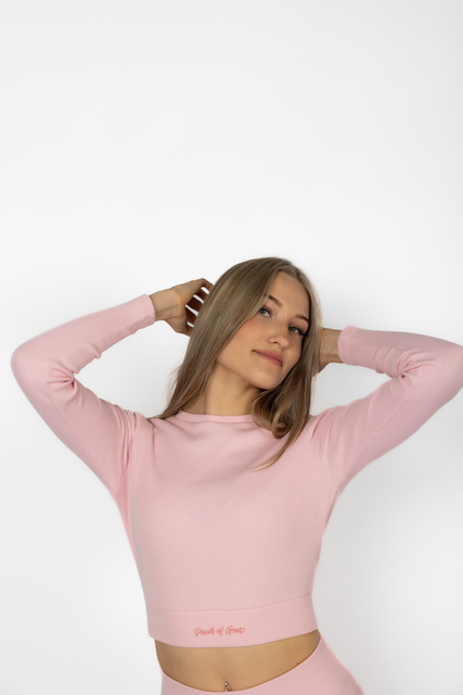 Longsleeve Power of Gods – Prążkowany (Pudrowy róż)
