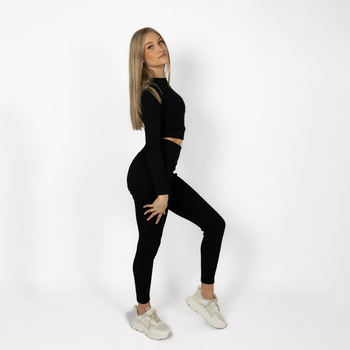 Zestaw prążkowany Legginsy + Longsleeve Power of Gods – Hellas Wear (czarny)